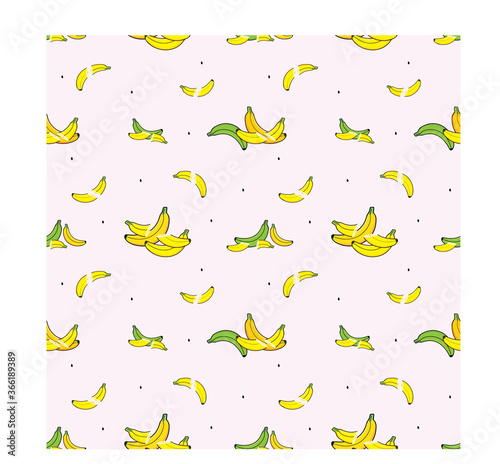 Seamless pattern with bananas as objects can be used for baby clothes, pillowcases, bed sheets and much more