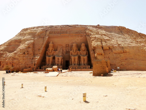 The exterior of Great Temple front side, Abu Simbel in Egyptian, in Nubia village in Egypt. The complex is part of the?UNESCO?World Heritage Site?known as the Nubian Monuments.   