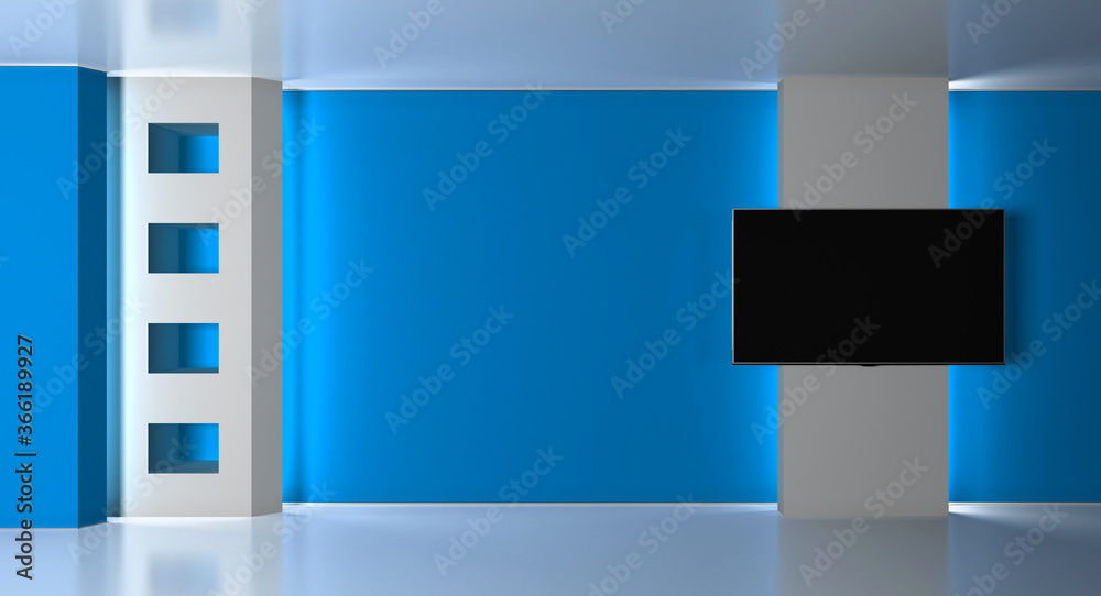 Tv Studio. News studio. 3D render.
Backdrop for any green screen or chroma key video or photo production. 3D render Tv Studio. News studio. 3D render.
Backdrop for any green screen or chroma key video or photo production. 3D render