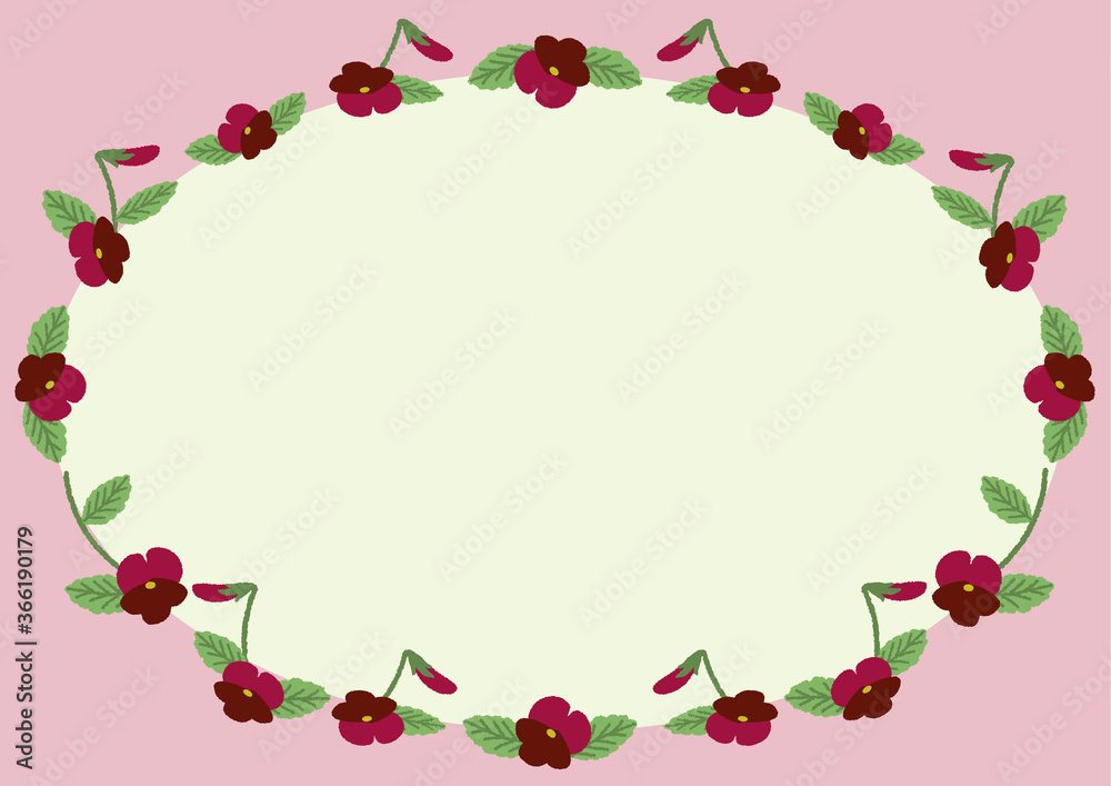 Flower illustration red violet pink frame