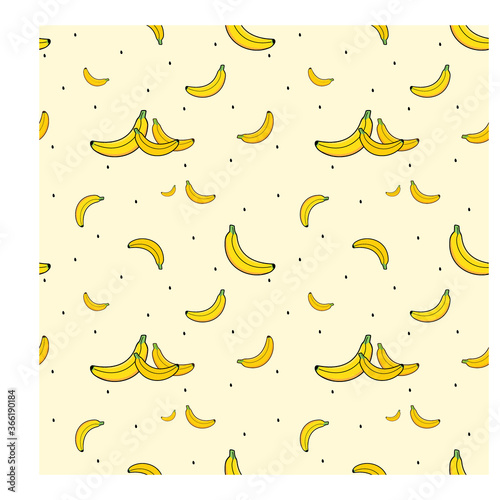 Seamless pattern with bananas as objects can be used for baby clothes, pillowcases, bed sheets and much more