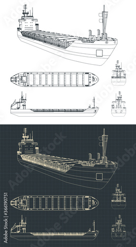 Dry cargo ship drawings photo