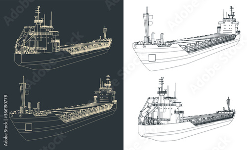 Dry cargo ship outline