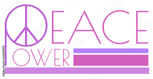Purple and pink peace power label