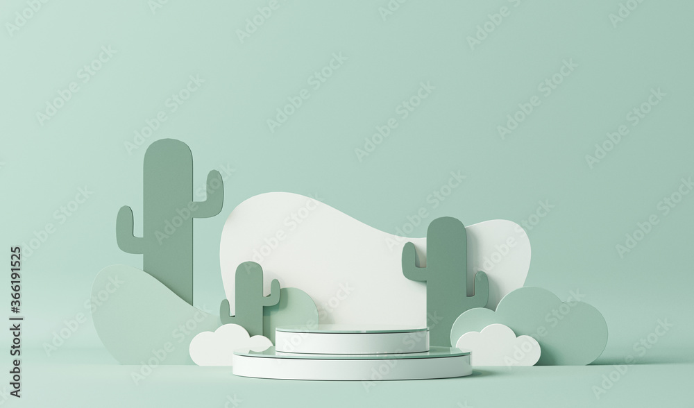 Minimal scene with podium, stand, platform and abstract background. Pastel blue and white colors scene. Trendy 3d render for social media banners, promotion, product. Natural trendy plants - cactus Minimal scene with podium, stand, platform and abstract background. Pastel blue and white colors scene. Trendy 3d render for social media banners, promotion, product. Natural trendy plants - cactus