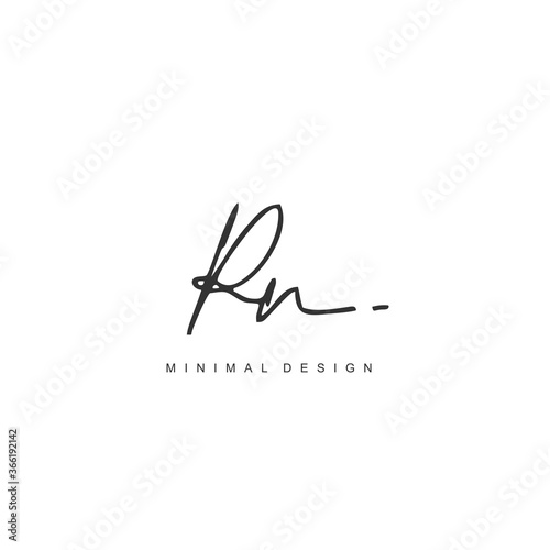 R N RN Initial handwriting or handwritten logo for identity. Logo with signature and hand drawn style.