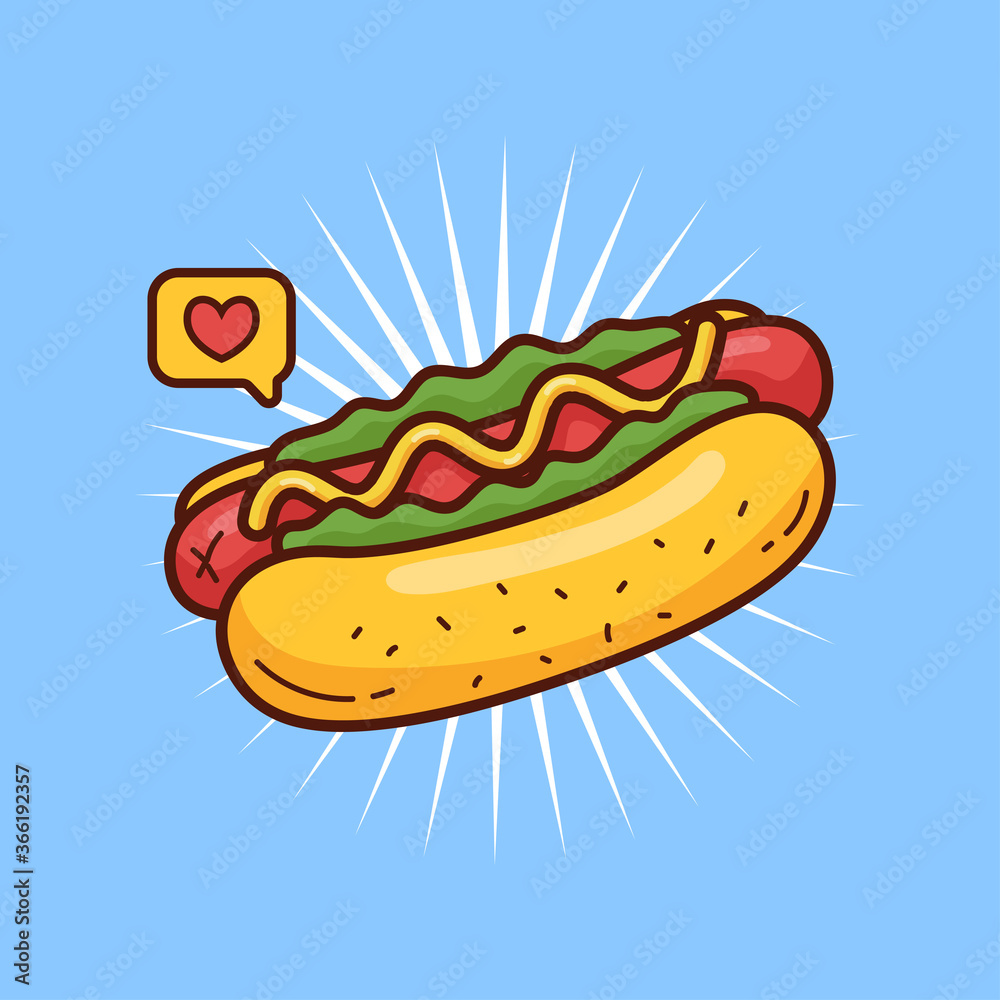 Hot dog vector doodle illustration Hot dog vector doodle illustration