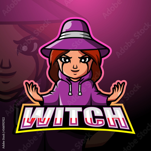 Witch mascot esport logo design