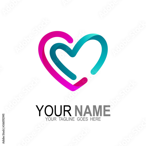 CM logo with love design combination, heart and letter CM logo, C, M, C and M