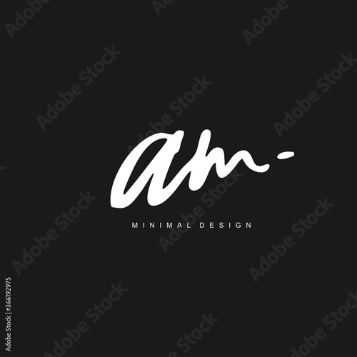 A M AM Initial handwriting or handwritten logo for identity. Logo with signature and hand drawn style.