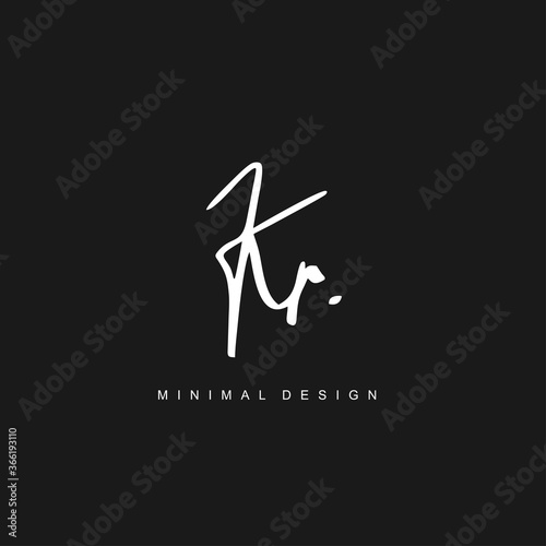 K R KR Initial handwriting or handwritten logo for identity. Logo with signature and hand drawn style.