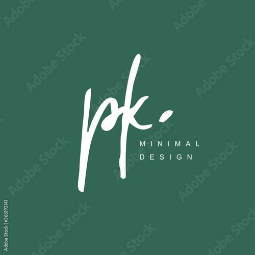 P K PK Initial handwriting or handwritten logo for identity. Logo with signature and hand drawn style.