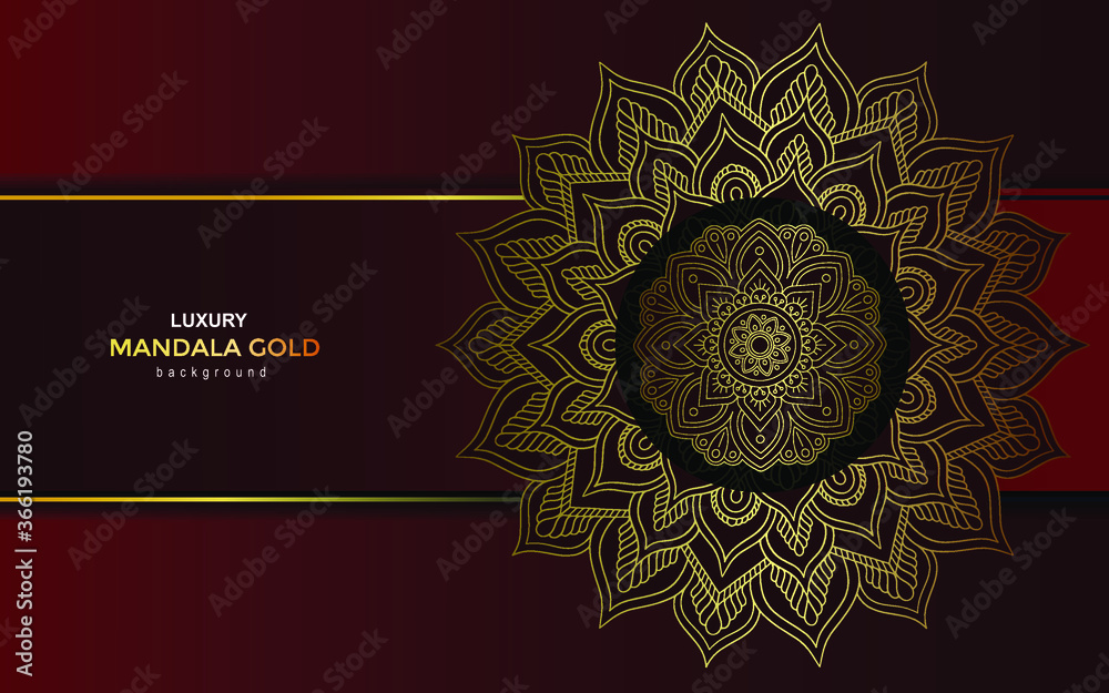 Luxury gold mandala ornate background for wedding invitation, book cover