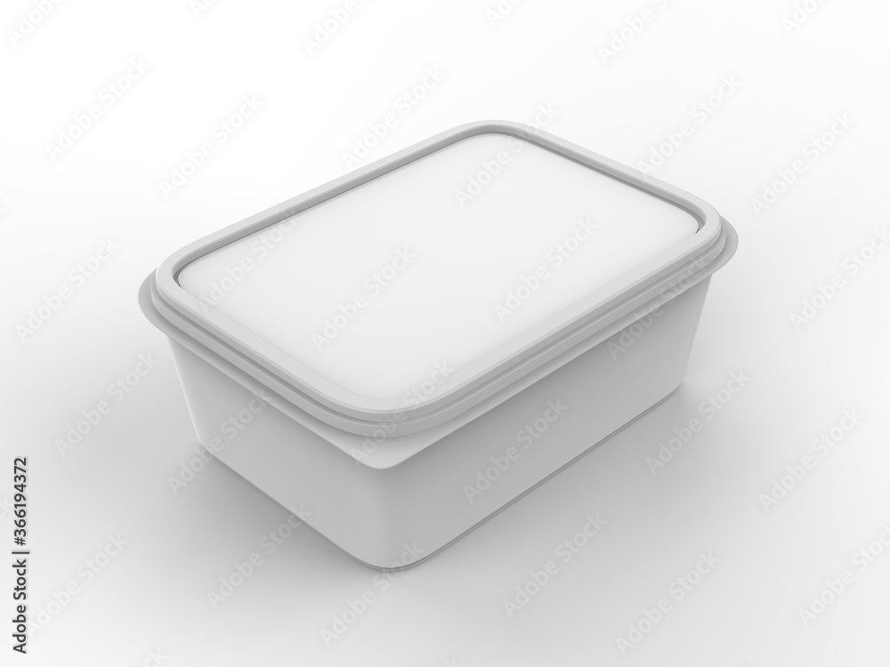 Food tray with blank paper label, 3d render illustration. Food tray with blank paper label, 3d render illustration.
