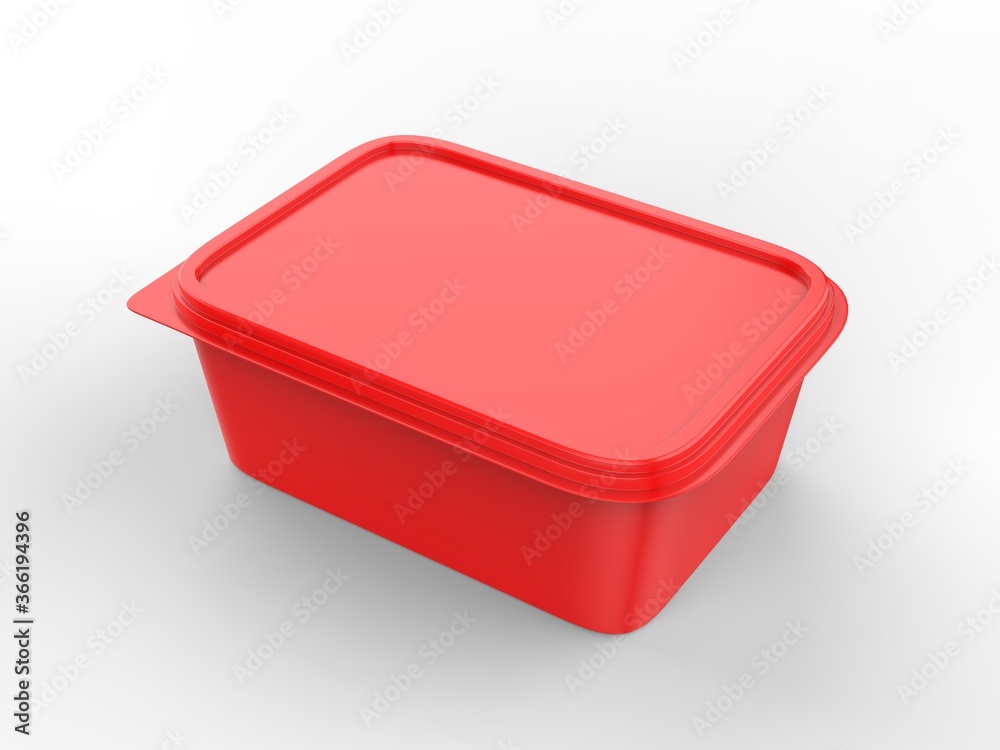 Food tray with blank paper label, 3d render illustration. Food tray with blank paper label, 3d render illustration.