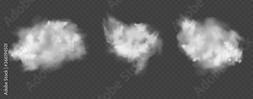 Realistic transparent cloud. Texture of clouds for template decoration, web and print, realistic texture for storm and sky. Vector Illustrations.