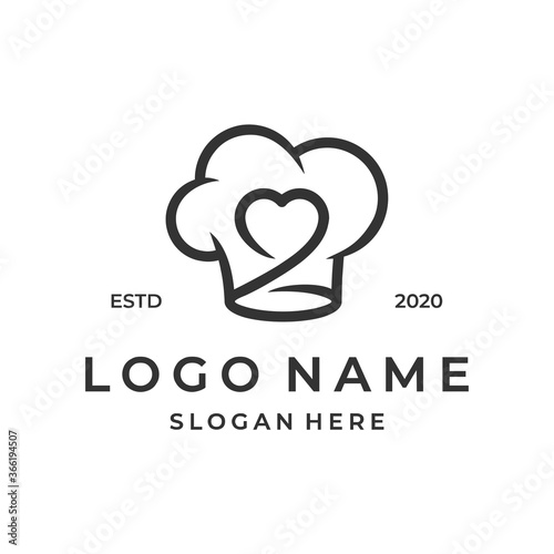 chef logo concept with line love element.
