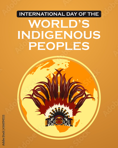 International Day of the Worlds Indigenous Peoples poster. Vector illustration. Mojokerto - Indonesia.