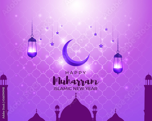 festive concept background for Islamic festival-Islamic new year, new Hijari year- happy muharram vector illustration 