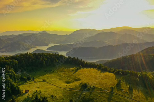 Perucac lake and river Drina view from Tara mountain in Serbia