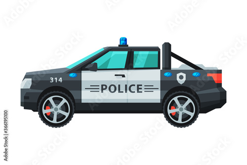 Police Off Road Vehicle, Emergency Patrol Transport Flat Vector Illustration