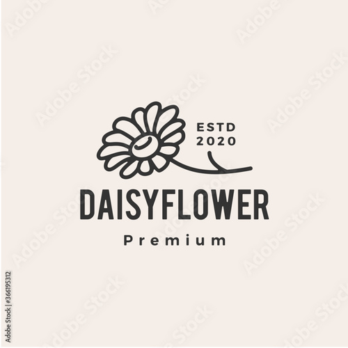 daisy flower hipster vintage logo vector icon illustration