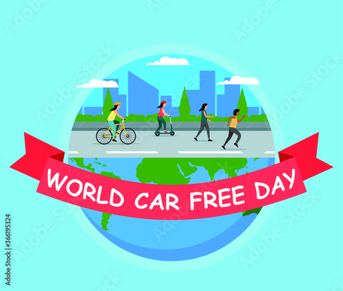 World Car free day flat design