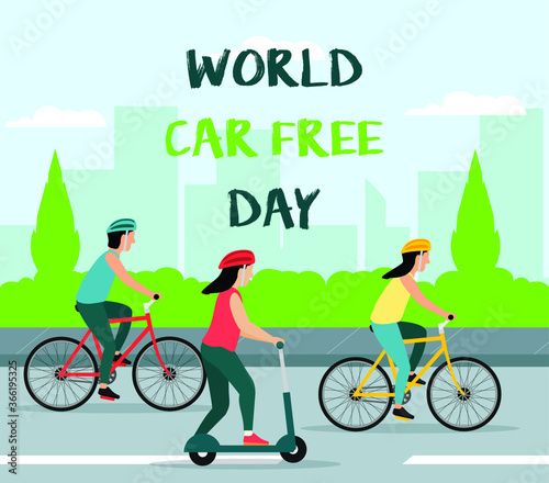 Flat design world car free day