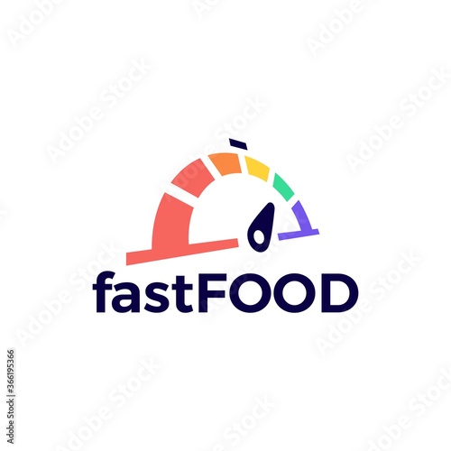 fast food delivery dial gauge logo vector icon illustration