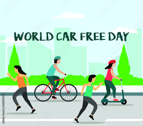 Flat design world car free day concept