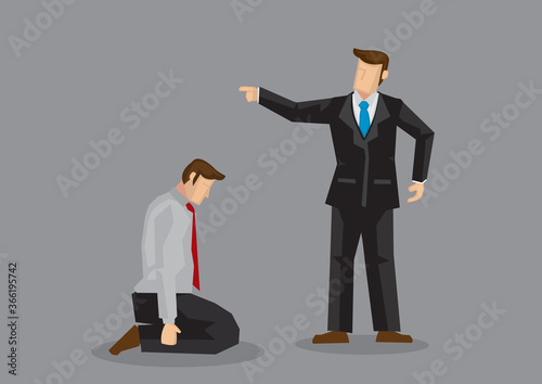 Businessman on Knees Cartoon Vector Illustration