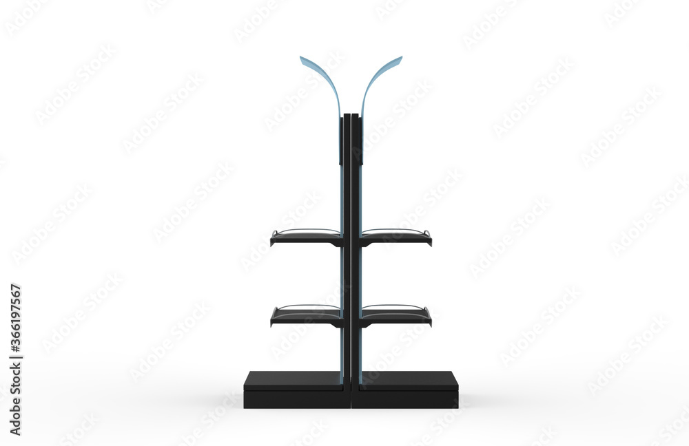 Display stand, retail display stand for product , display stands isolated on white background. 3d illustration