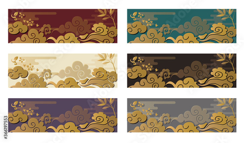 和風背景バナー素材セット Stock Vector Adobe Stock
