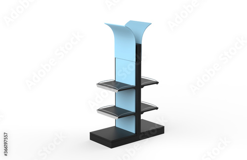 Display stand, retail display stand for product , display stands isolated on white background. 3d illustration