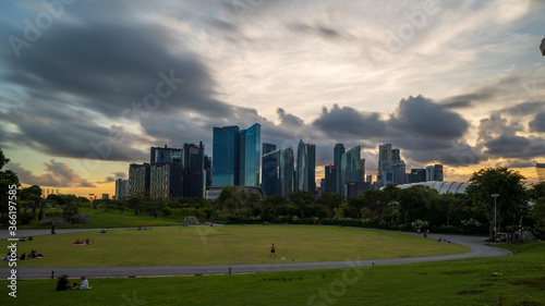 Singapore skyscrapers at sunset time © hit1912