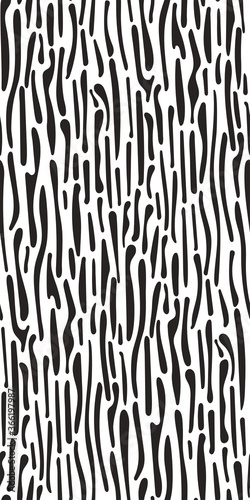Abstract seamless striped pattern. Zebra texture design. Vector illustration for wallpaper  wrapping  textile. Black and white background. Geometric elements.