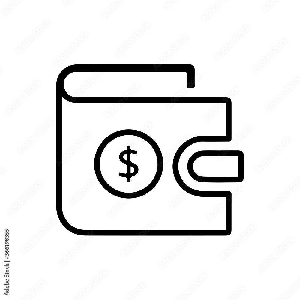 vector illusion icon of  United States Dollar's  wallet Outline