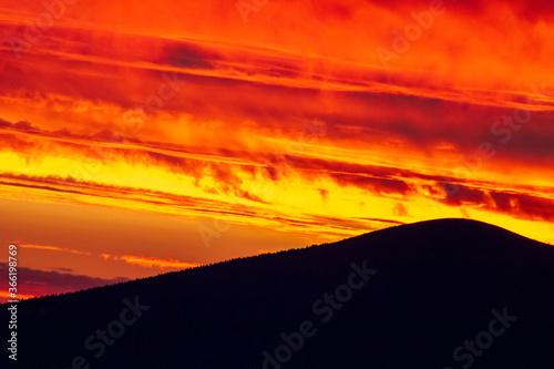 Fiery sky glow Beautiful color of sunset.