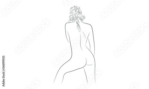A vector illustration artwork of nude woman back art.