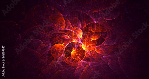 3D rendering abstract multicolor fractal light background