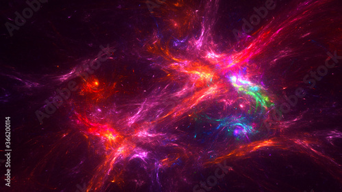 3D rendering abstract multicolor fractal light background