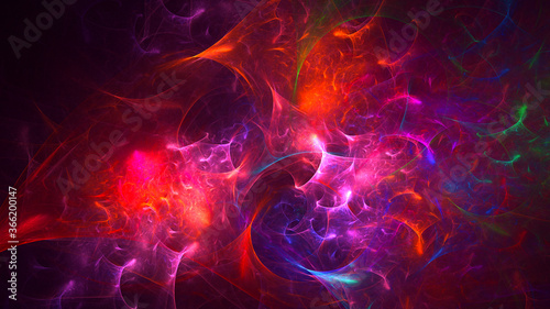 3D rendering abstract multicolor fractal light background