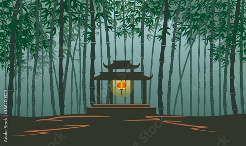 Seamless bamboo forest landscape, vector game background 
with separated layers for parallax effect
