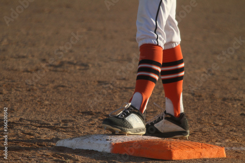 Baseball Player Standing on First Base