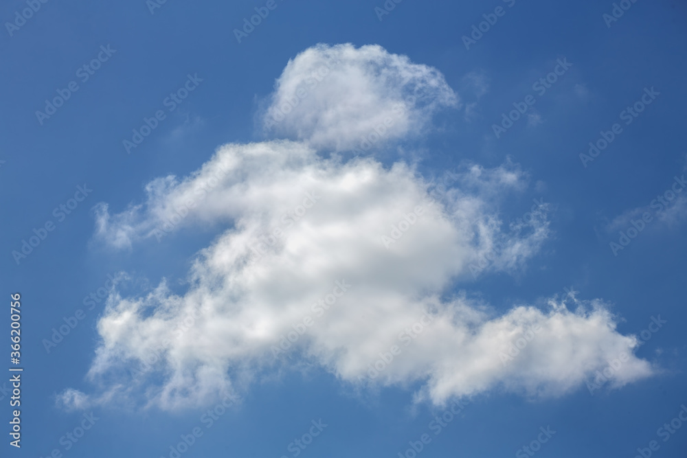 Obraz premium one white fluffy cloud in blue sky