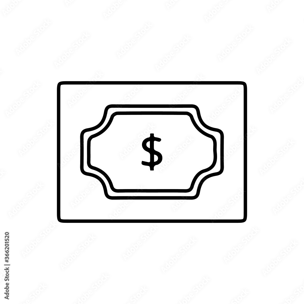 vector illusion icon of  United States Dollar's  Currency note Outline