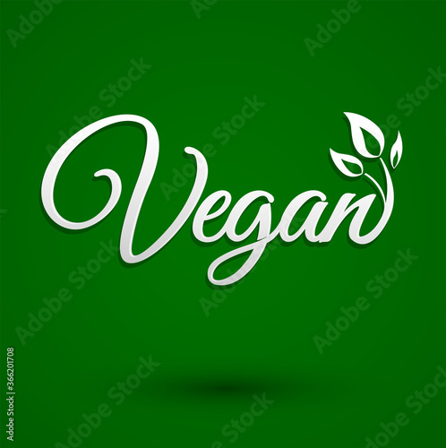 Vegan Vector icon design Emblem with leaves. © Julio