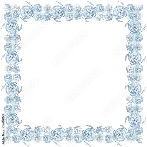 Floral blue fram with hand-drawn elements