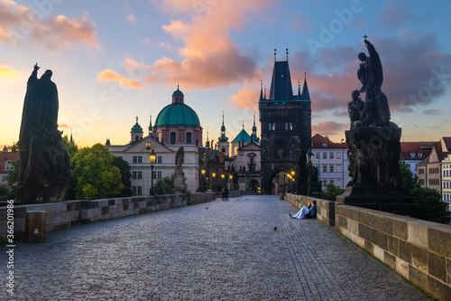 Prague, Charles Bridge in the morning