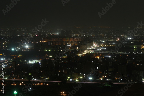 Cityscape night over mount at Mukattam in Egypt 